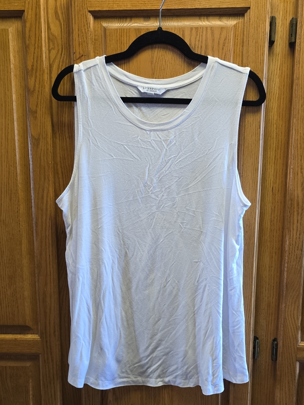 Women's White Scoop Neck Tank, Long Tunic Style, Size XL, Great For Layering!